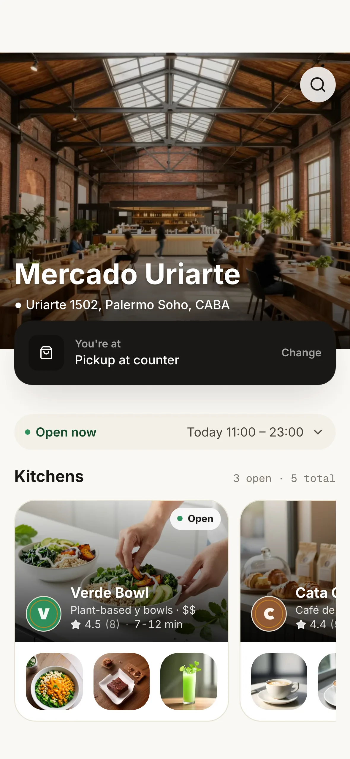 Digital menu — home screen
